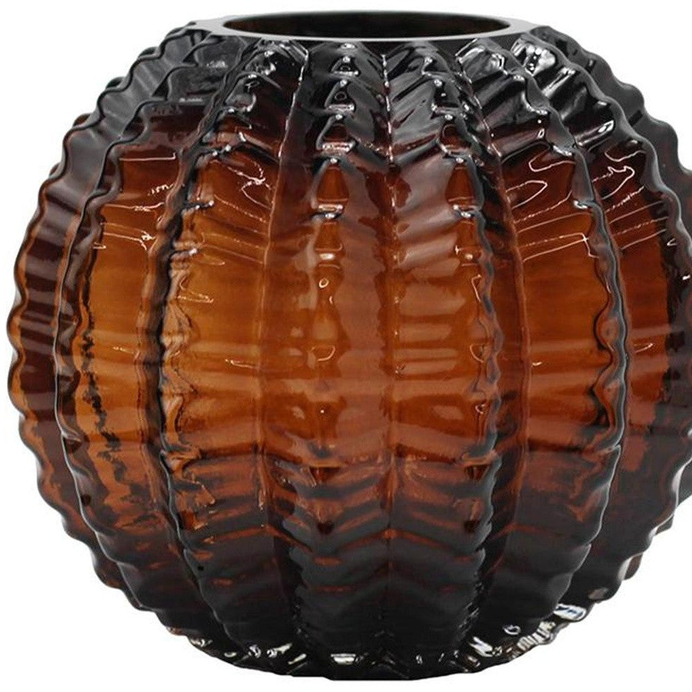 6" Burnt Umber Round Glass Table Vase - Loft&Timber