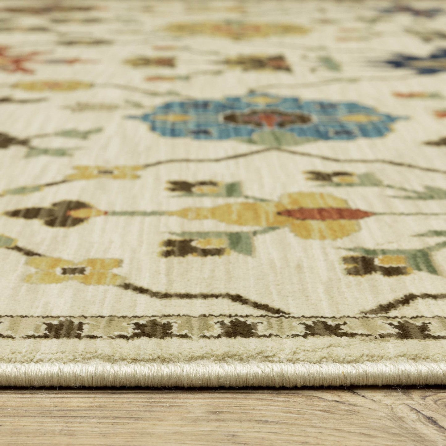 2' X 3' Ivory And Gold Oriental Area Rug With Fringe - Loft&Timber