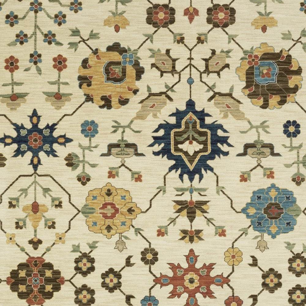 2' X 3' Ivory And Gold Oriental Area Rug With Fringe - Loft&Timber