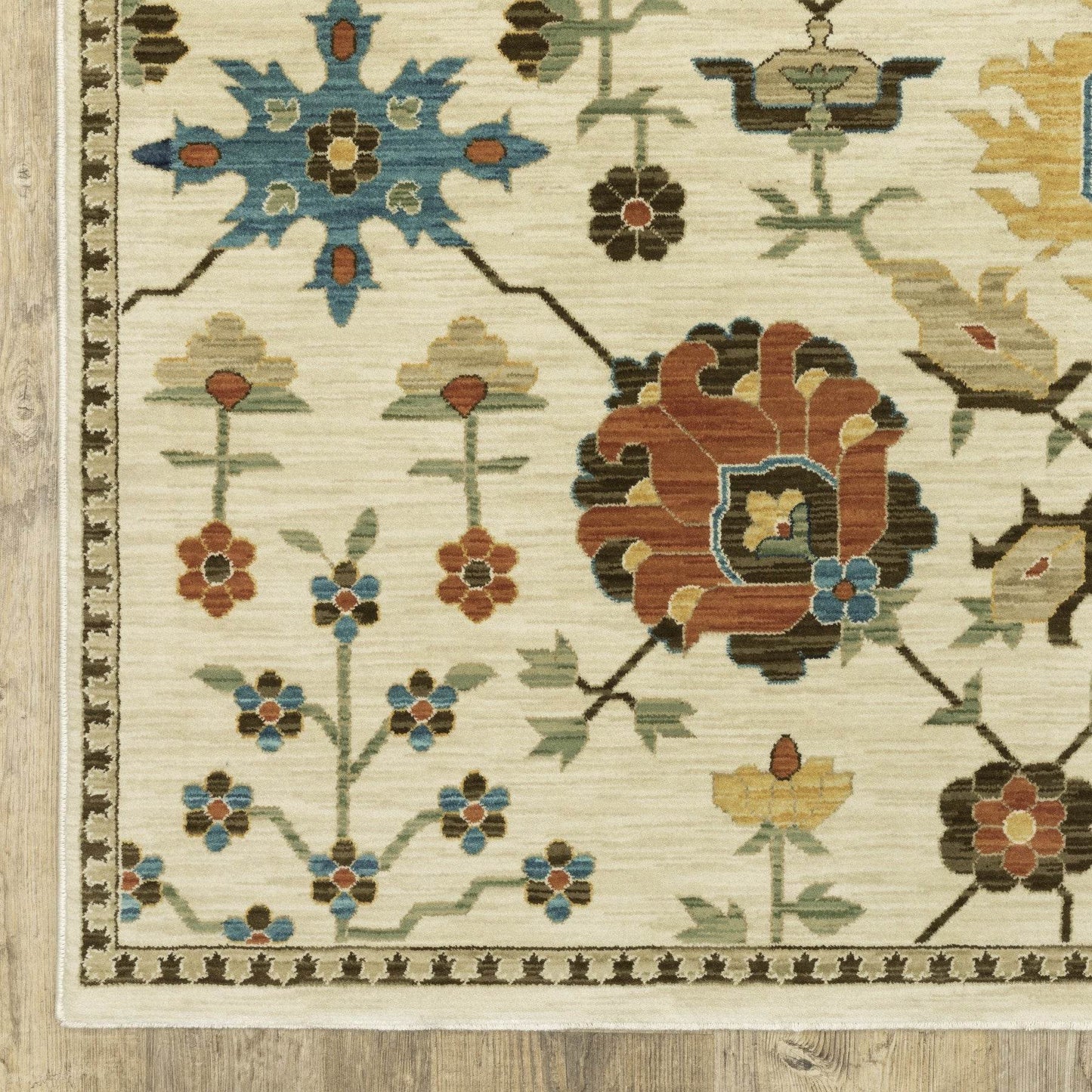 2' X 3' Ivory And Gold Oriental Area Rug With Fringe - Loft&Timber