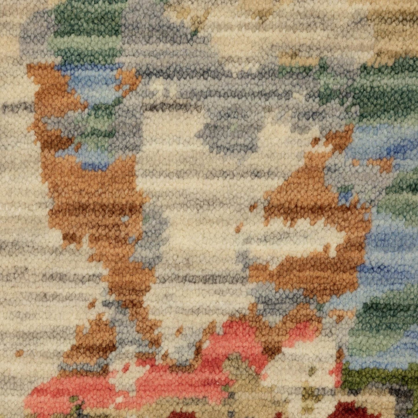 12' Beige Pink And Yellow Abstract Runner Rug With Fringe - Loft&Timber