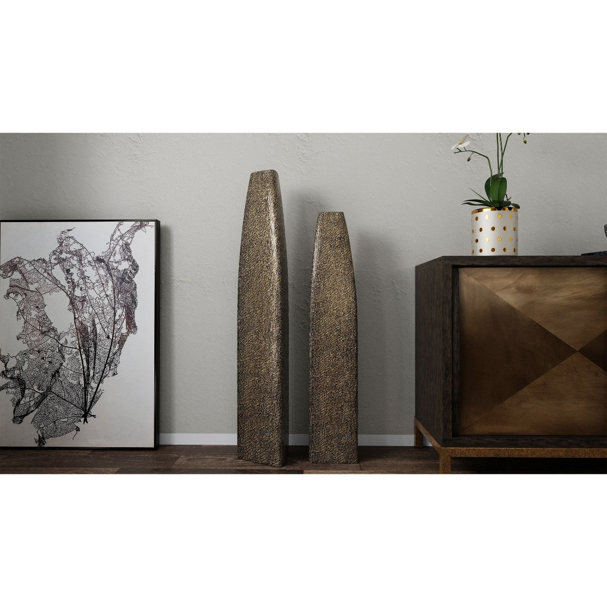 40" Gold Tapered Ceramic Floor Vase - Loft&Timber