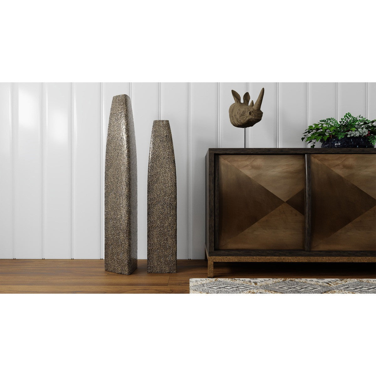 40" Gold Tapered Ceramic Floor Vase - Loft&Timber
