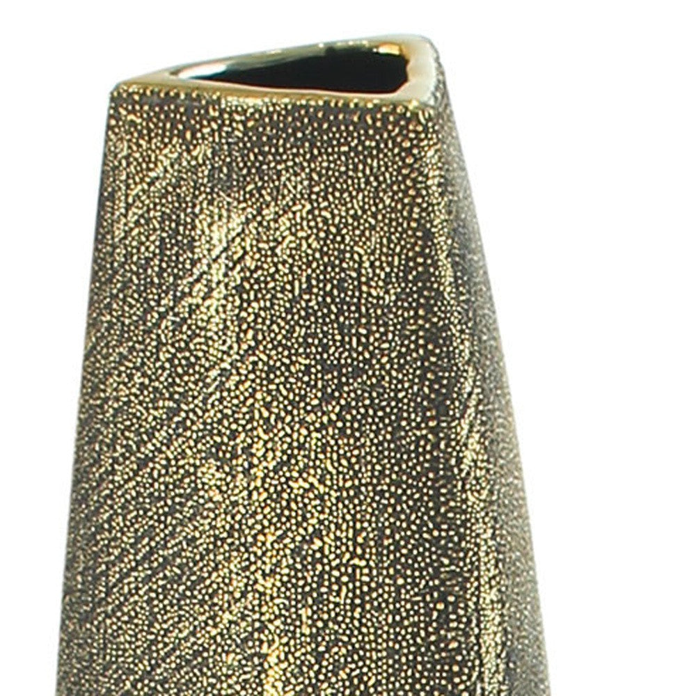 40" Gold Tapered Ceramic Floor Vase - Loft&Timber