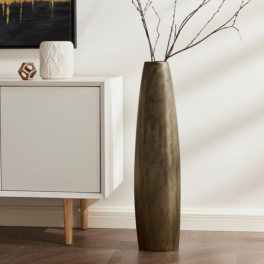 40" Gold Tapered Ceramic Floor Vase - Loft&Timber