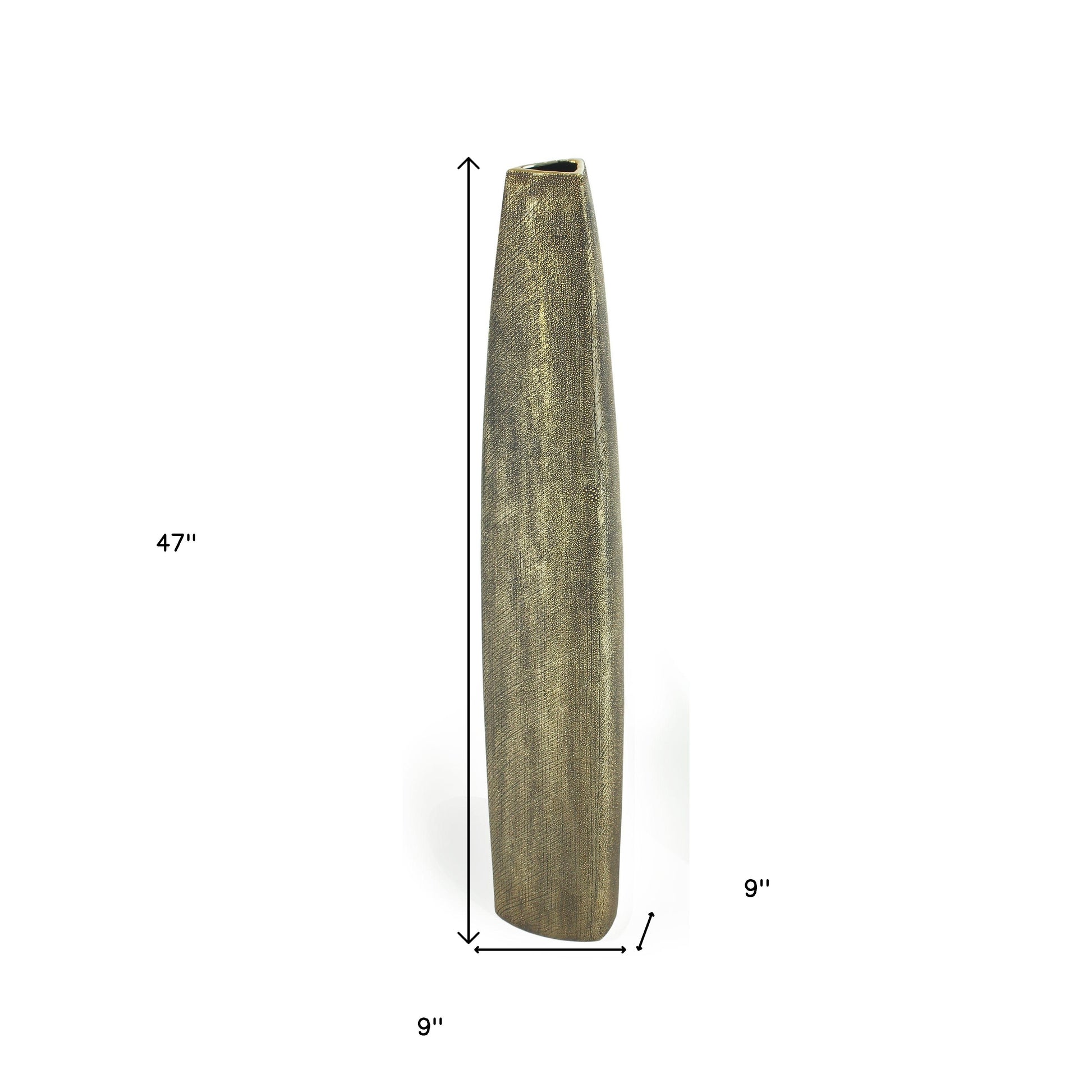 47" Gold Tapered Ceramic Floor Vase - Loft&Timber