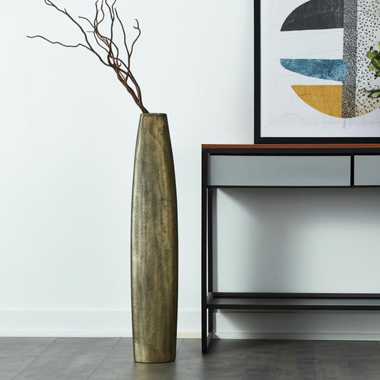 47" Gold Tapered Ceramic Floor Vase - Loft&Timber
