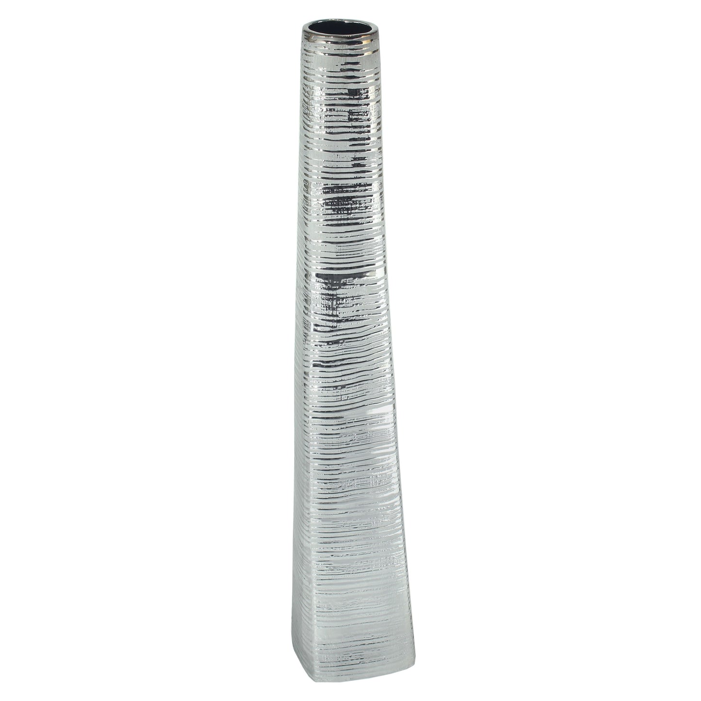 40" Silver Striped Tapered Ceramic Floor Vase - Loft&Timber