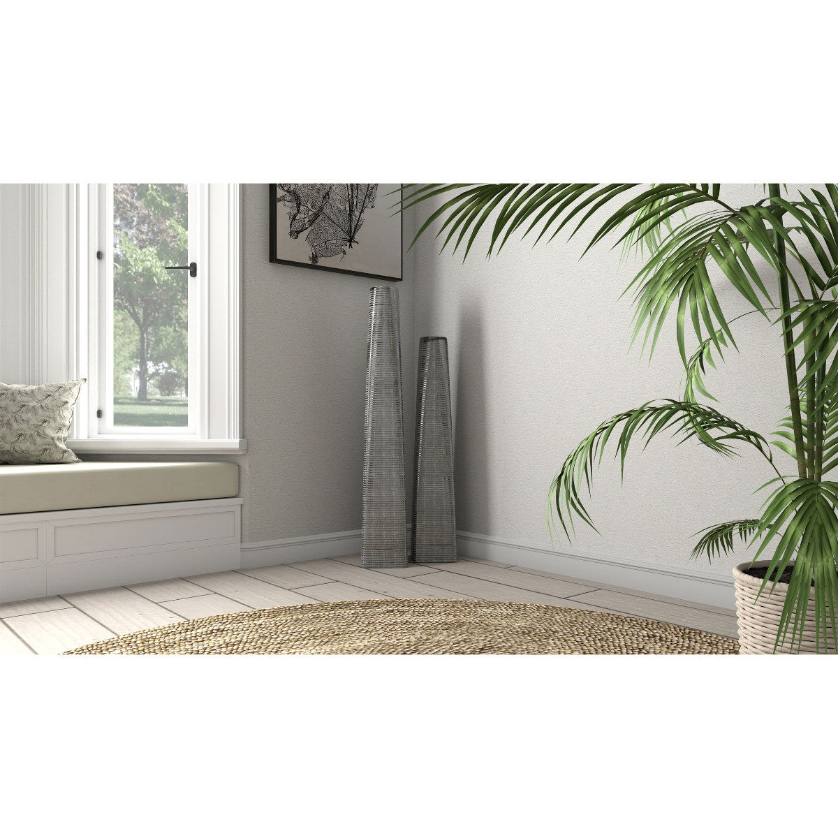 40" Silver Striped Tapered Ceramic Floor Vase - Loft&Timber