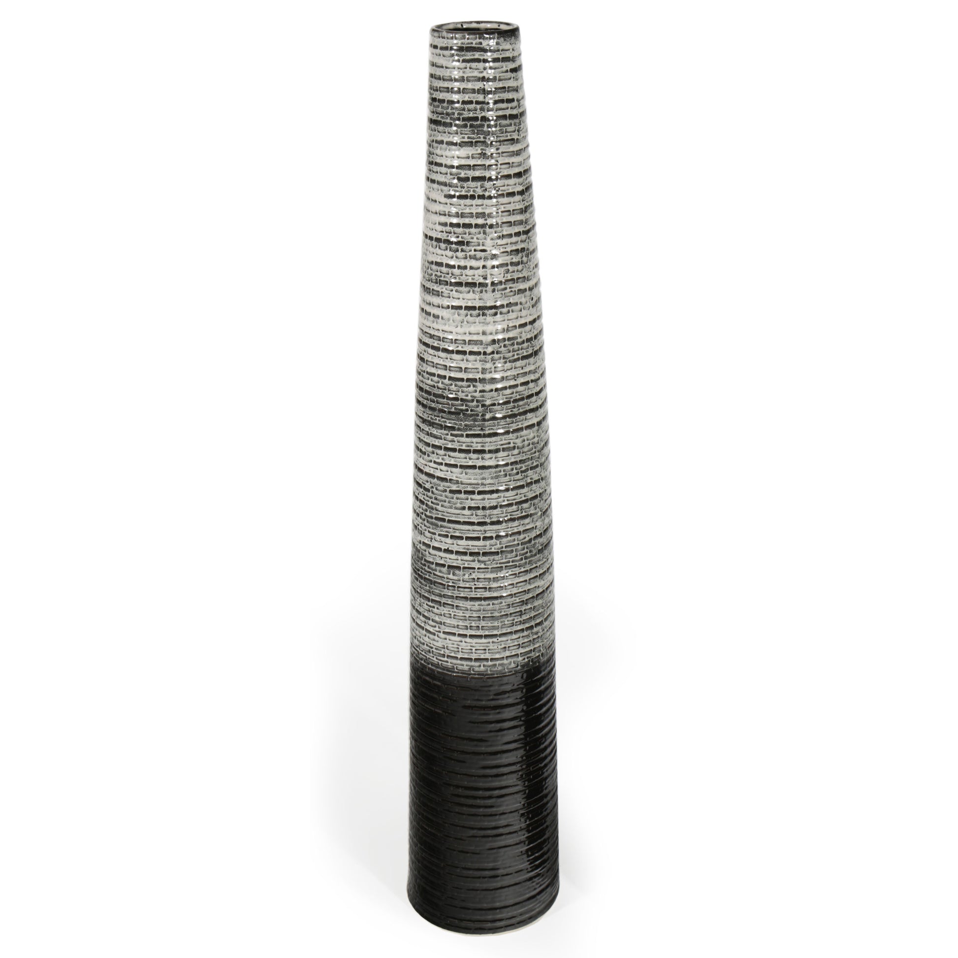 47" Black And Gray Ombre Tapered Ceramic Floor Vase - Loft&Timber