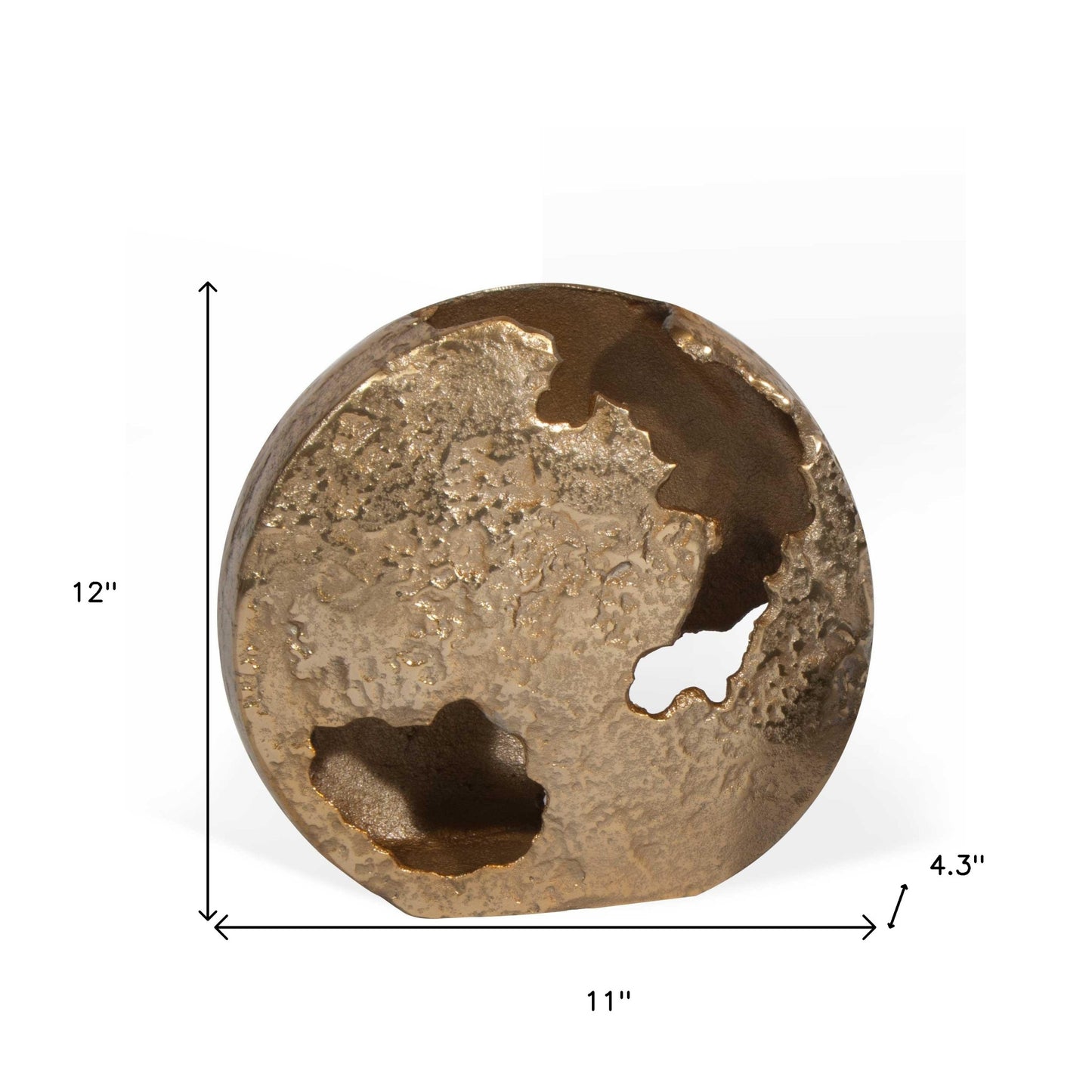12" Gold Hammered Round Aluminum Table Vase - Loft&Timber