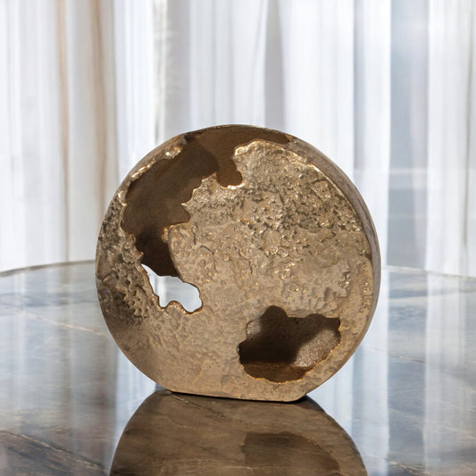 12" Gold Hammered Round Aluminum Table Vase - Loft&Timber