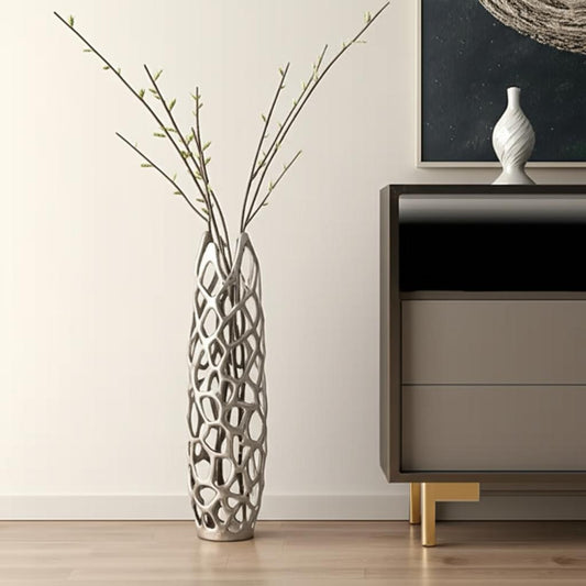 27" Cylinder Aluminum Floor Vase - Loft&Timber