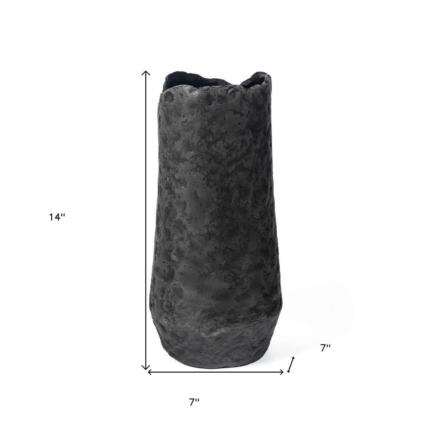 14" Gray Hammered Cylinder Aluminum Table Vase - Loft&Timber