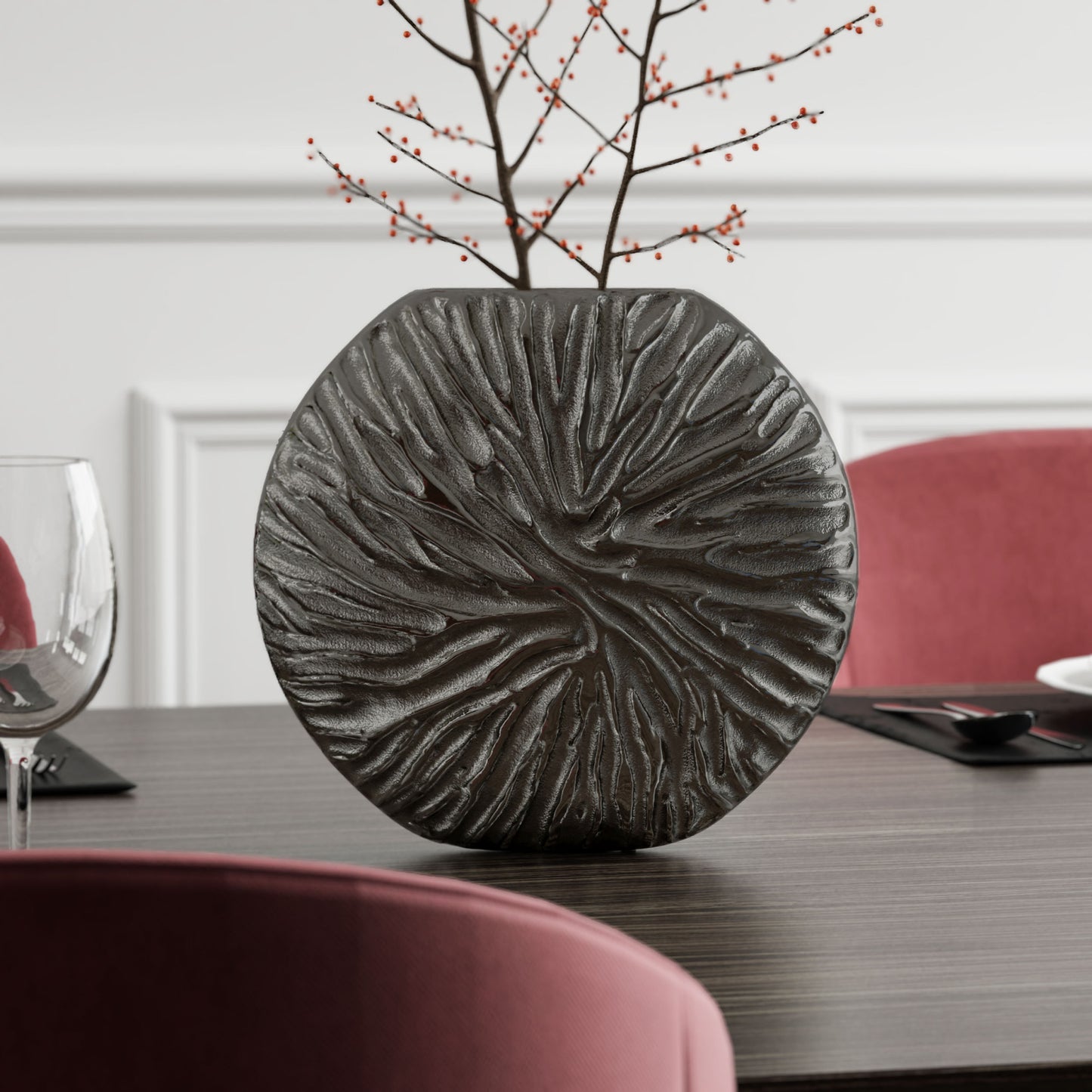 10" Gray Abstract Aluminum Table Vase - Loft&Timber