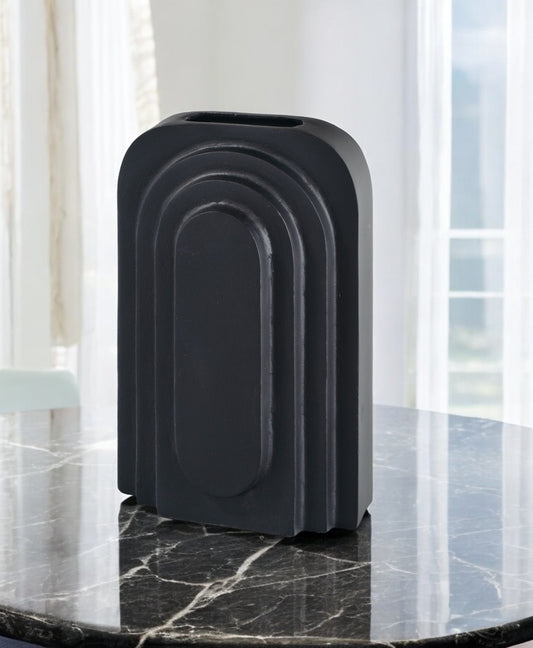 12" Black Geometric Aluminum Table Vase - Loft&Timber