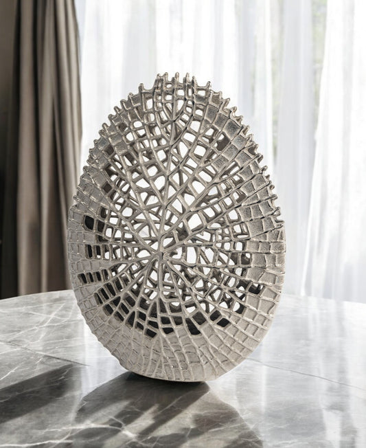 14" Silver Pierced Aluminum Table Vase - Loft&Timber