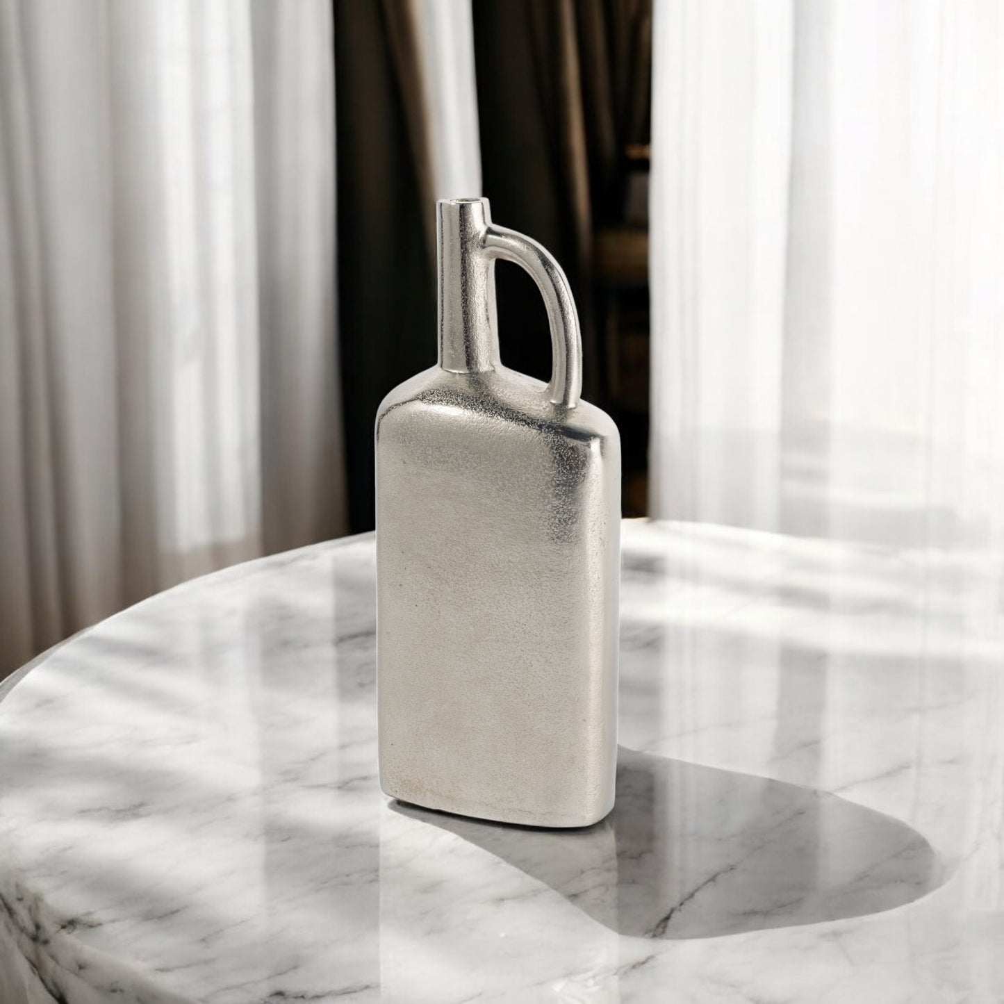 14" Silver Aluminum Jug Table Vase - Loft&Timber