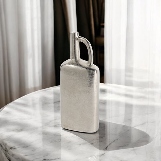 14" Silver Aluminum Jug Table Vase - Loft&Timber