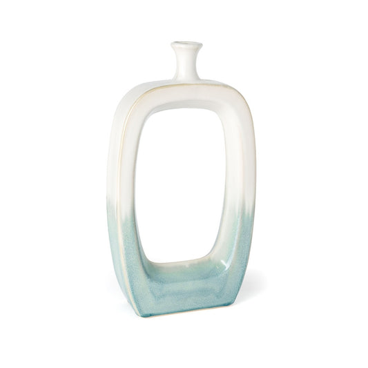 18" Aqua And White Ombre Ceramic Table Vase - Loft&Timber