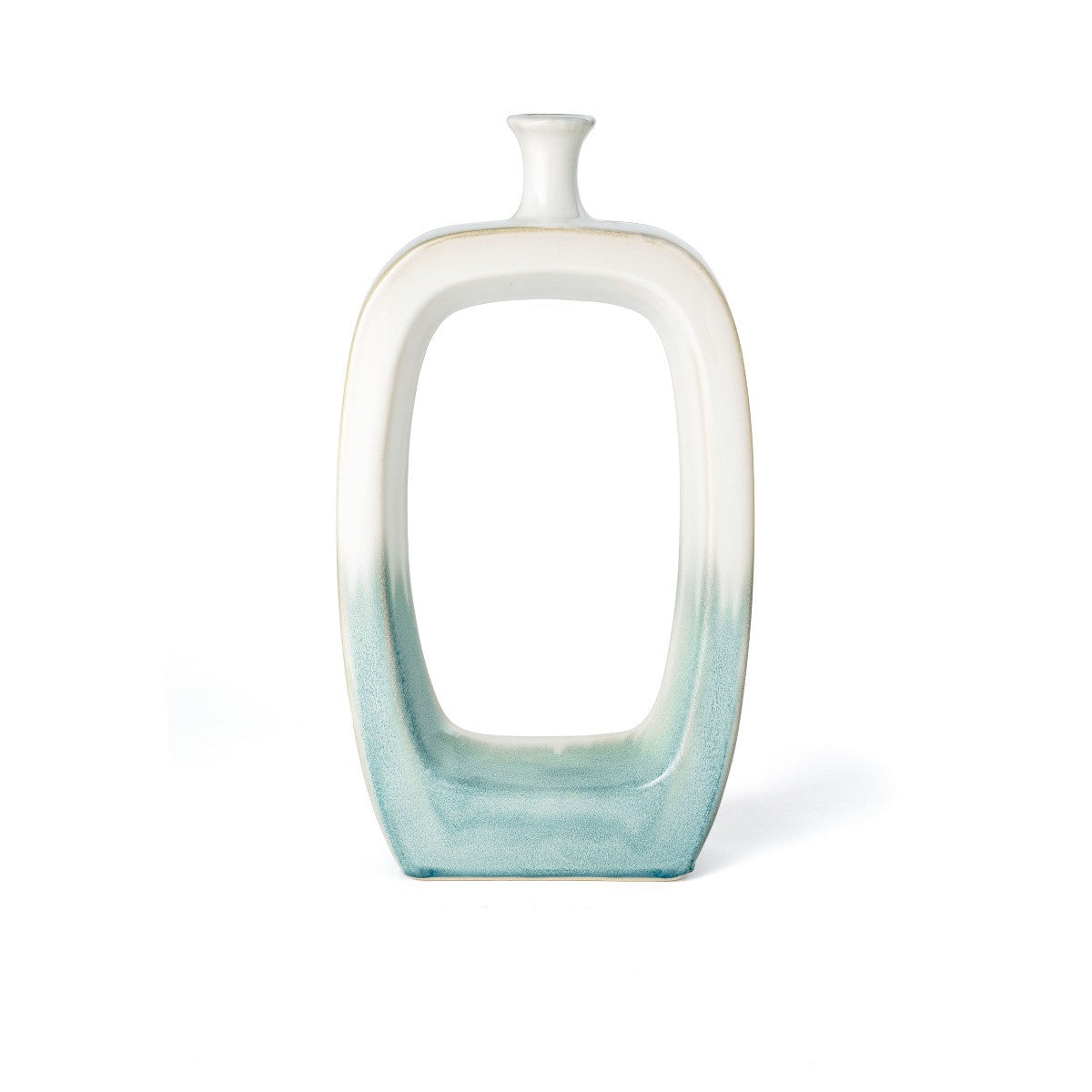 18" Aqua And White Ombre Ceramic Table Vase - Loft&Timber