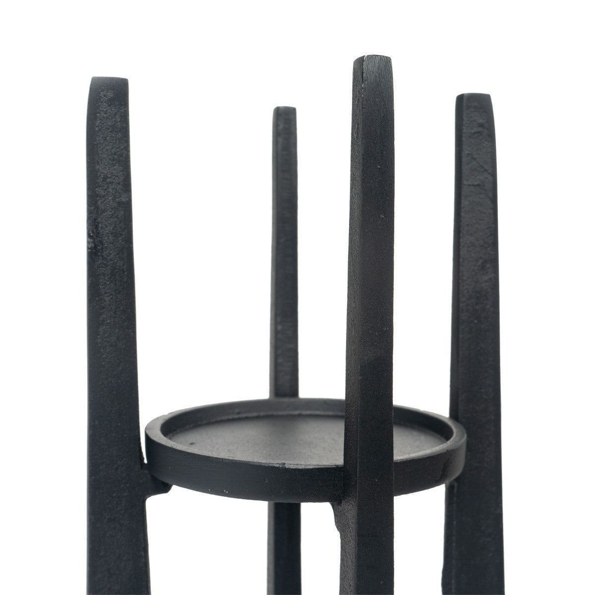 12" Black Distressed Aluminum Geometric Tabletop Pillar Candle Holder - Loft&Timber