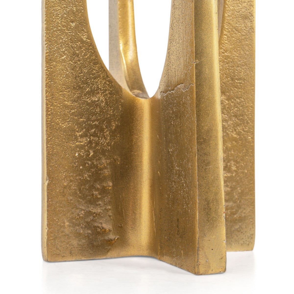 16" Gold Distressed Aluminum Geometric Tabletop Pillar Candle Holder - Loft&Timber