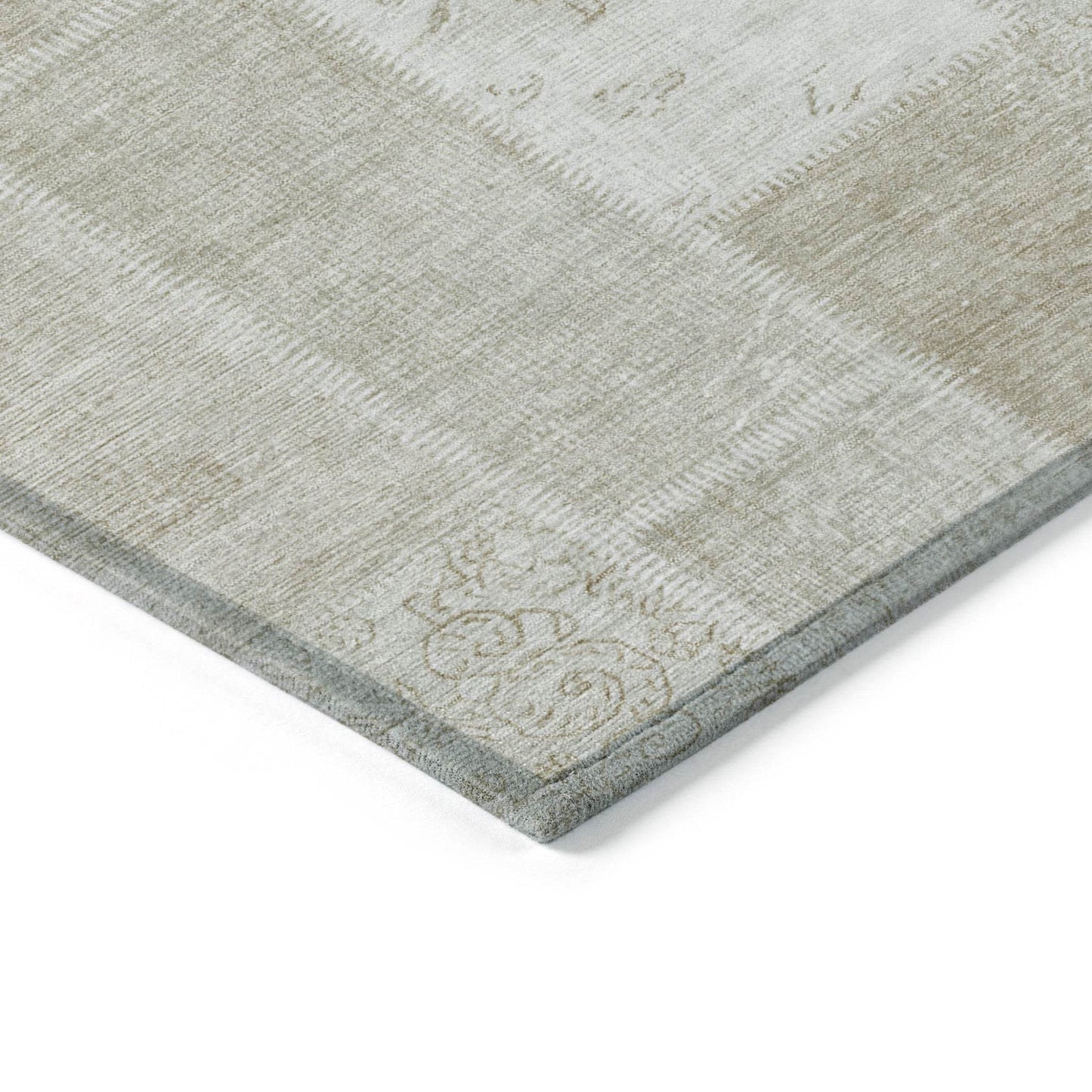 3' X 5' Taupe Beige And Tan Patchwork Washable Indoor Outdoor Area Rug - Loft&Timber