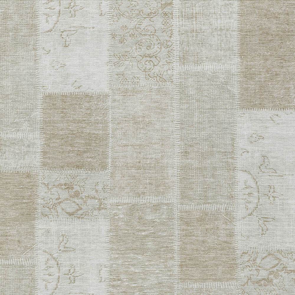 3' X 5' Taupe Beige And Tan Patchwork Washable Indoor Outdoor Area Rug - Loft&Timber