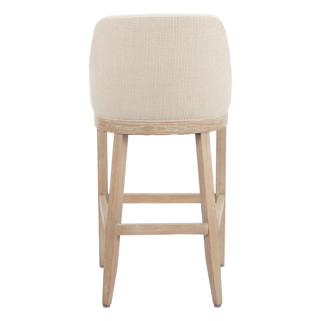 31" Beige and Natural Fabric and Solid Wood Bar Height Bar Chair - Loft&Timber
