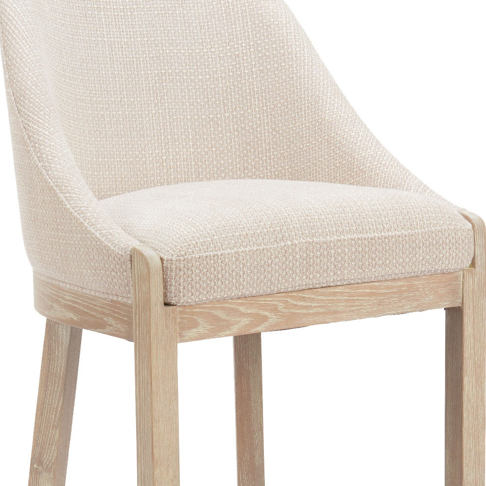 31" Beige and Natural Fabric and Solid Wood Bar Height Bar Chair - Loft&Timber