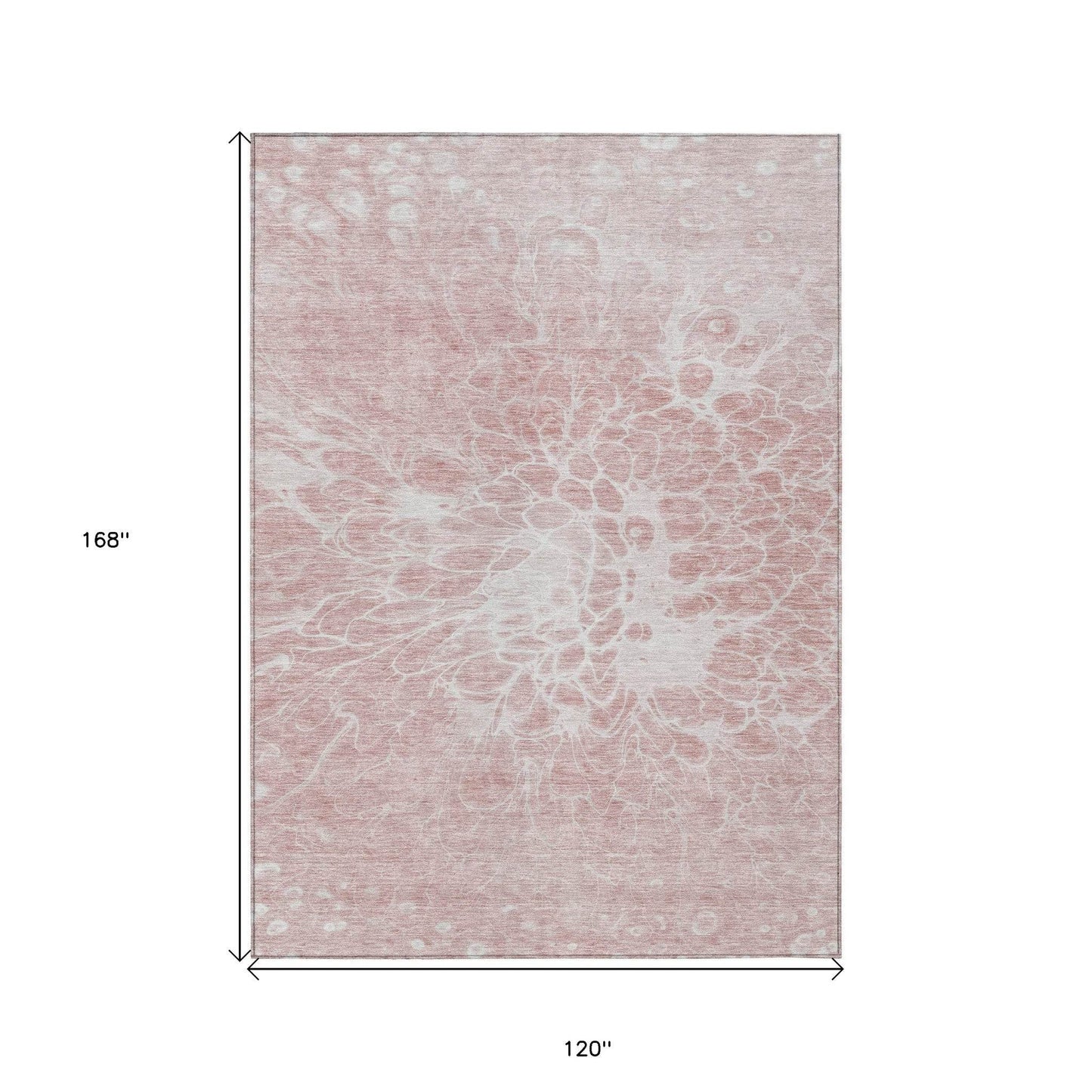 10' X 14' Pink Blush And Ivory Abstract Washable Indoor Outdoor Area Rug - Loft&Timber