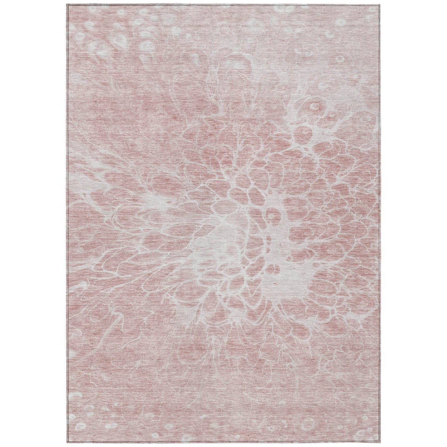 10' X 14' Pink Blush And Ivory Abstract Washable Indoor Outdoor Area Rug - Loft&Timber