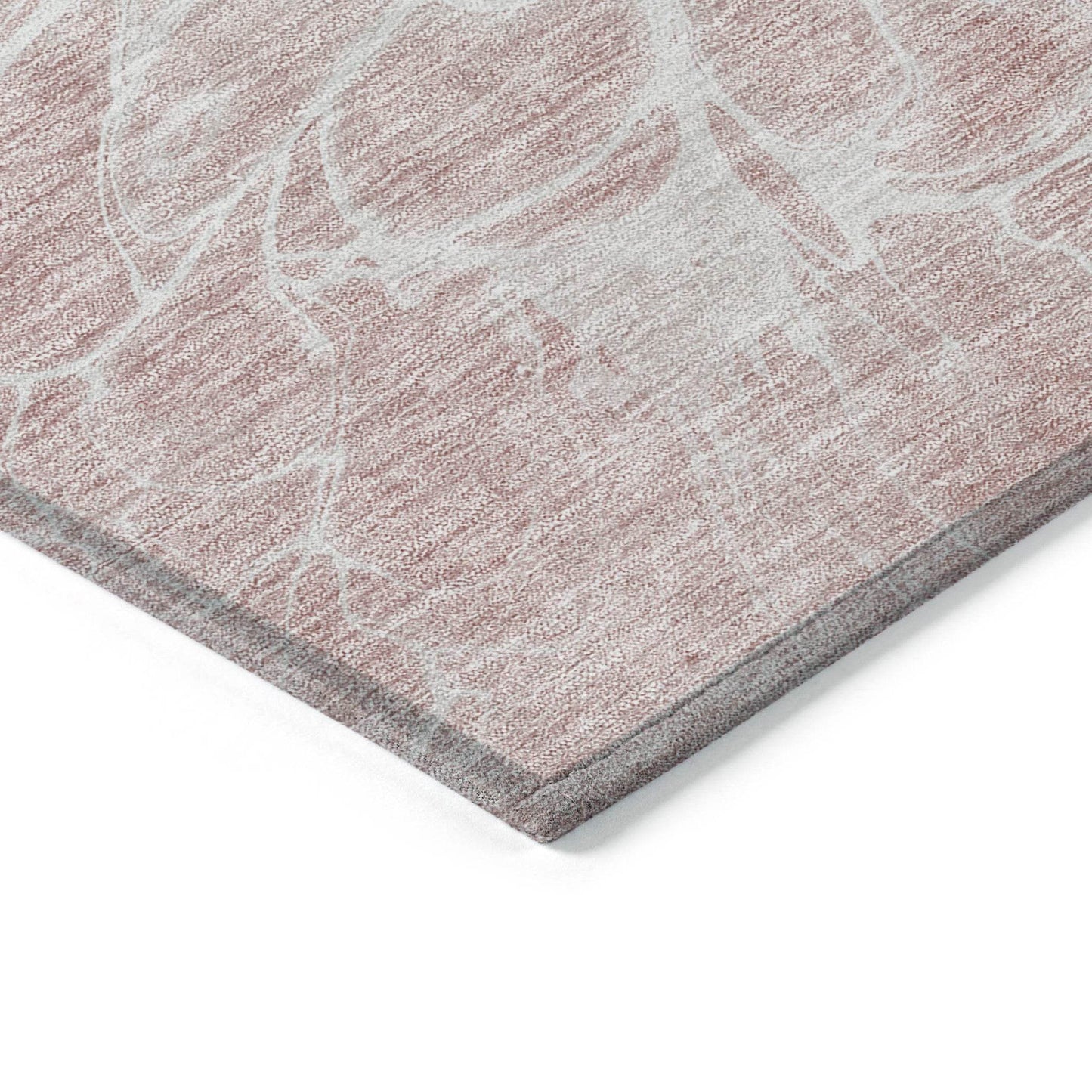 10' X 14' Pink Blush And Ivory Abstract Washable Indoor Outdoor Area Rug - Loft&Timber
