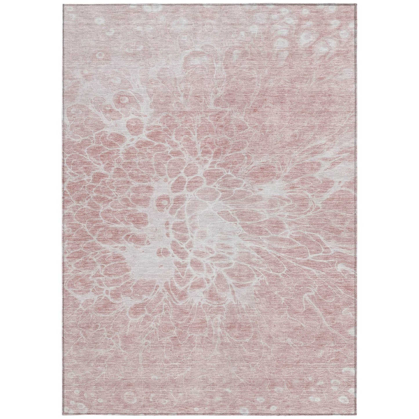 10' X 14' Pink Blush And Ivory Abstract Washable Indoor Outdoor Area Rug - Loft&Timber