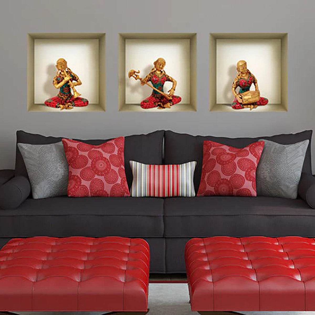 Set of Three Anna Niche 3D Square Peel and Stick Wall Decals - Loft&Timber