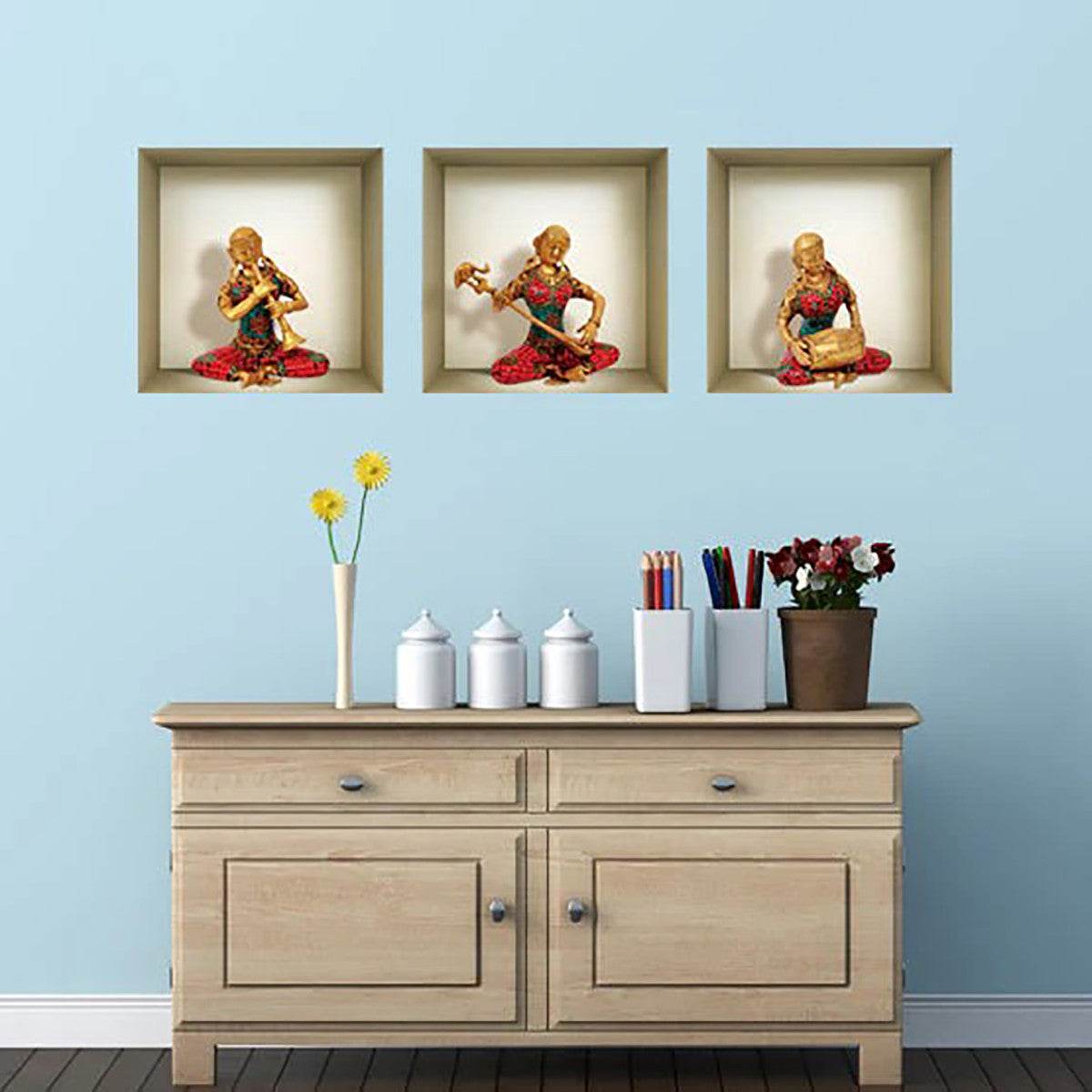 Set of Three Anna Niche 3D Square Peel and Stick Wall Decals - Loft&Timber