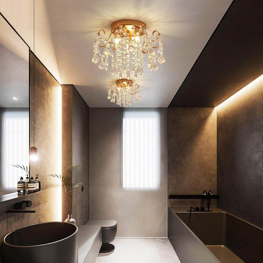 Small Gold Crystal Chandelier Modern 3-Light G9 - Loft&Timber