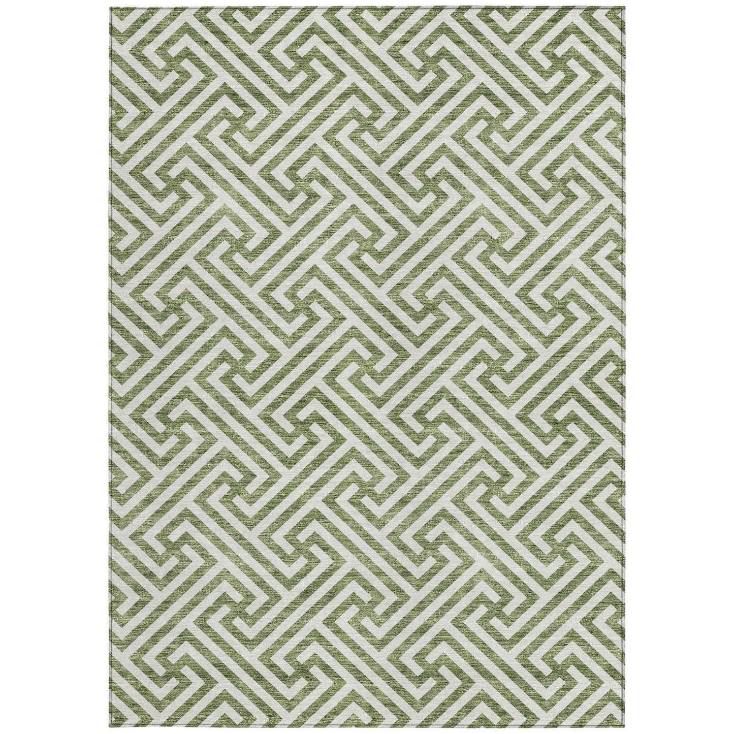 10' X 14' Green And Beige Geometric Washable Indoor Outdoor Area Rug - Loft&Timber