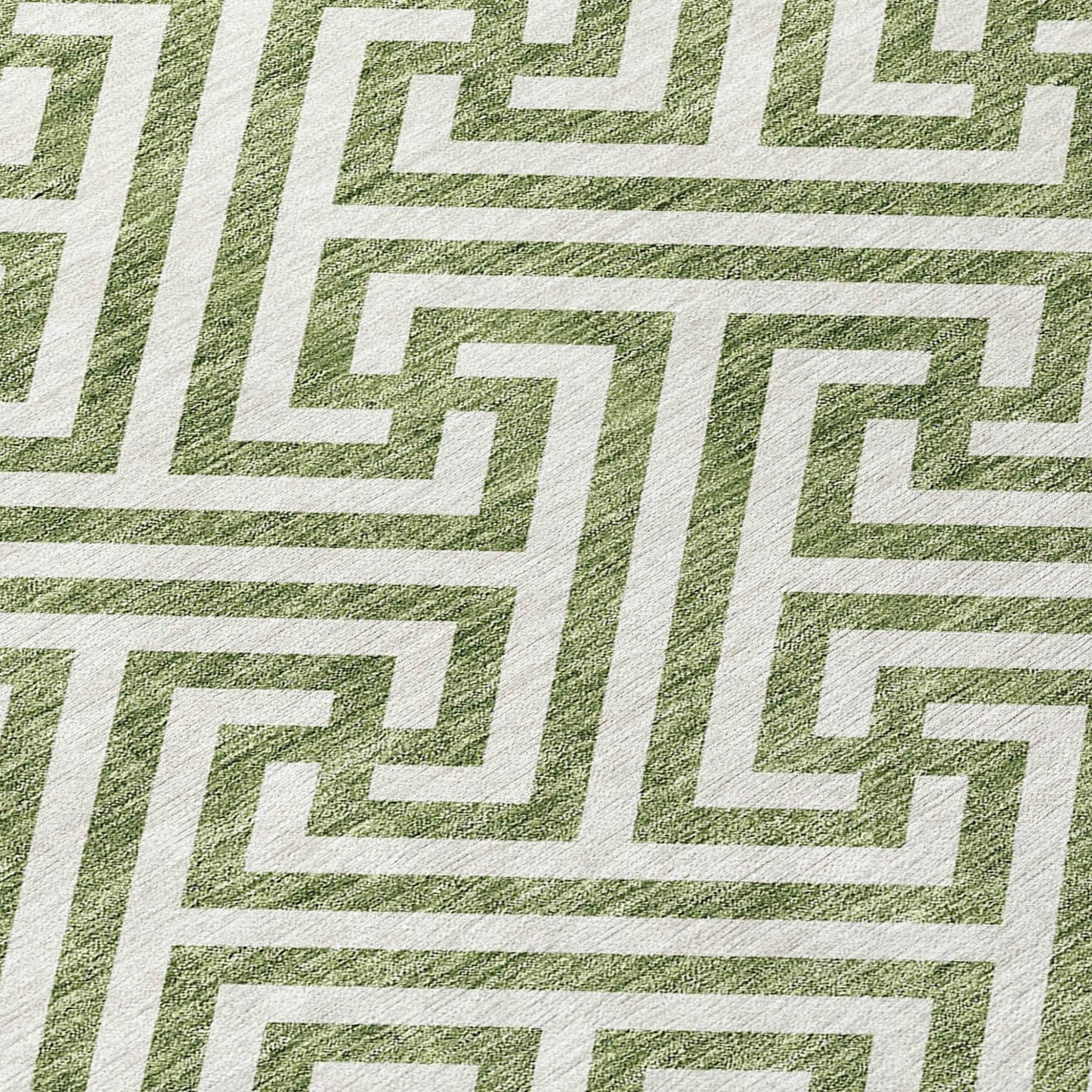 10' X 14' Green And Beige Geometric Washable Indoor Outdoor Area Rug - Loft&Timber