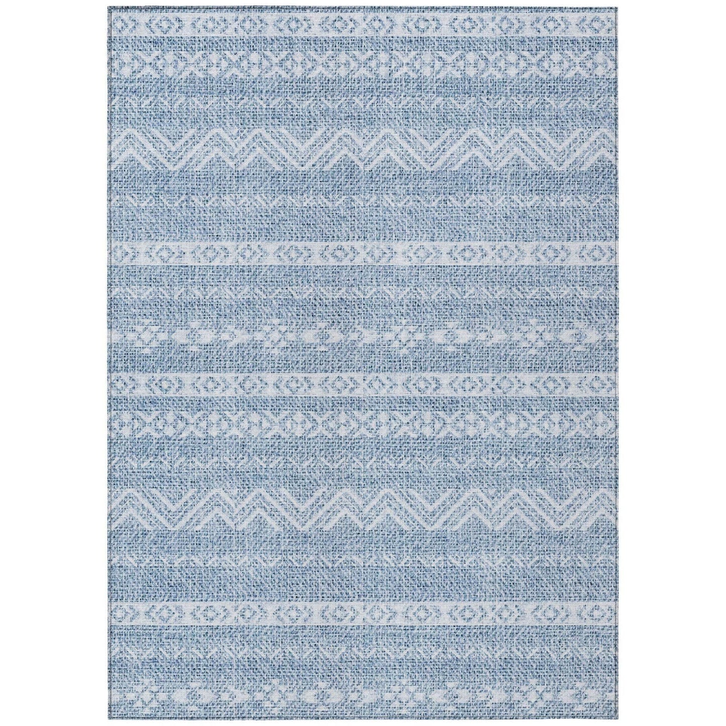 3' X 5' Blue And Denim Blue Southwestern Washable Indoor Outdoor Area Rug - Loft&Timber