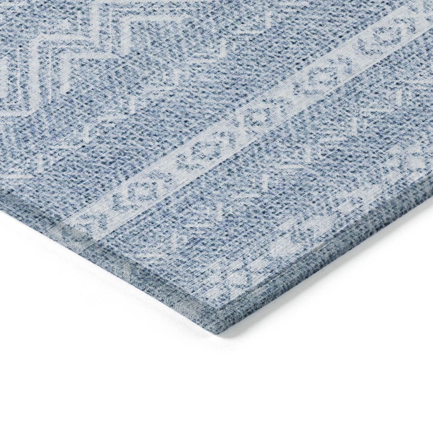 3' X 5' Blue And Denim Blue Southwestern Washable Indoor Outdoor Area Rug - Loft&Timber