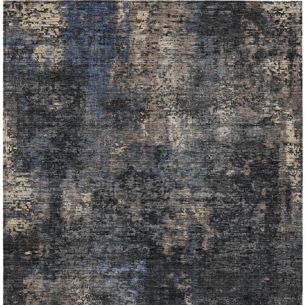 3' X 5' Charcoal Gray And Silver Abstract Washable Indoor Outdoor Area Rug - Loft&Timber