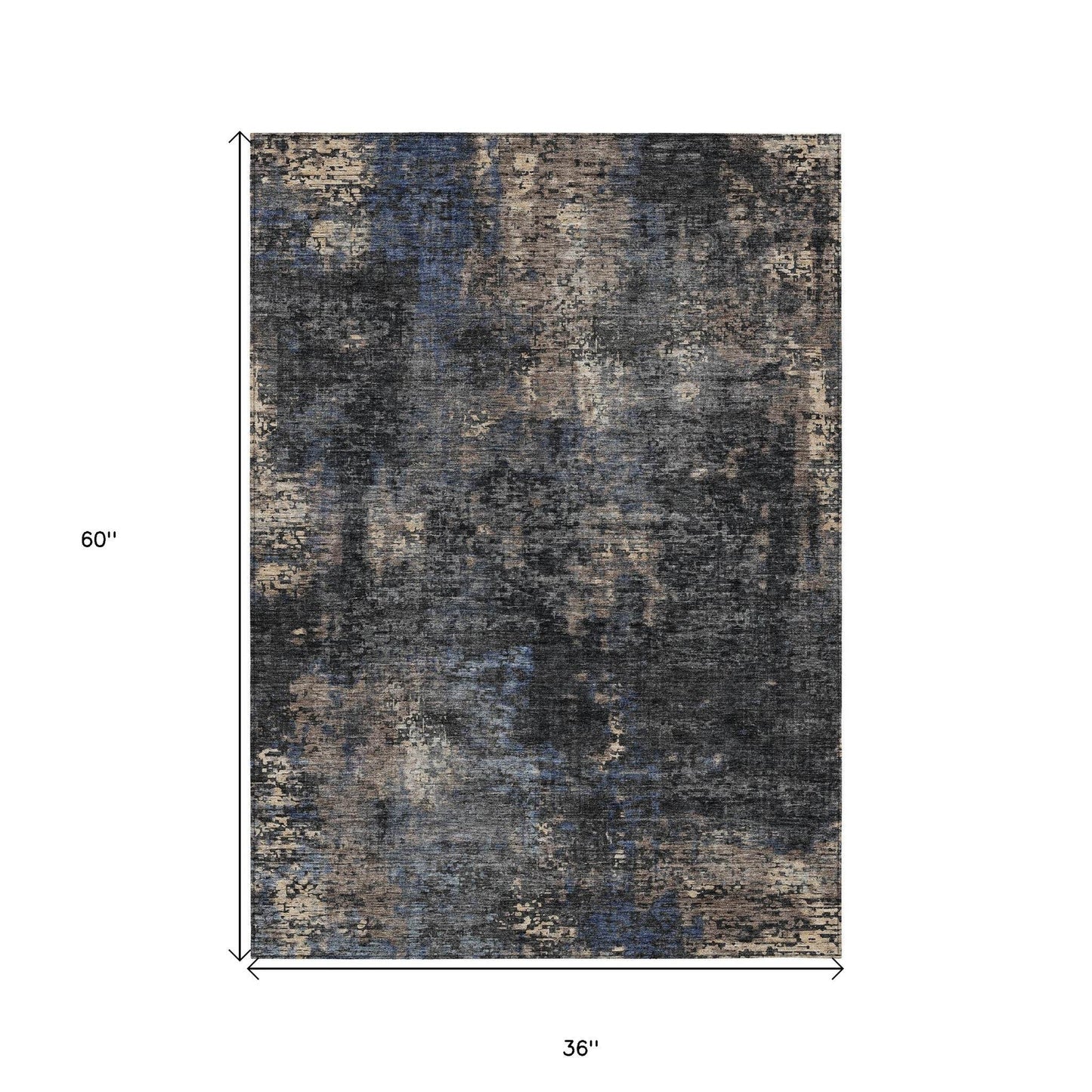 3' X 5' Charcoal Gray And Silver Abstract Washable Indoor Outdoor Area Rug - Loft&Timber