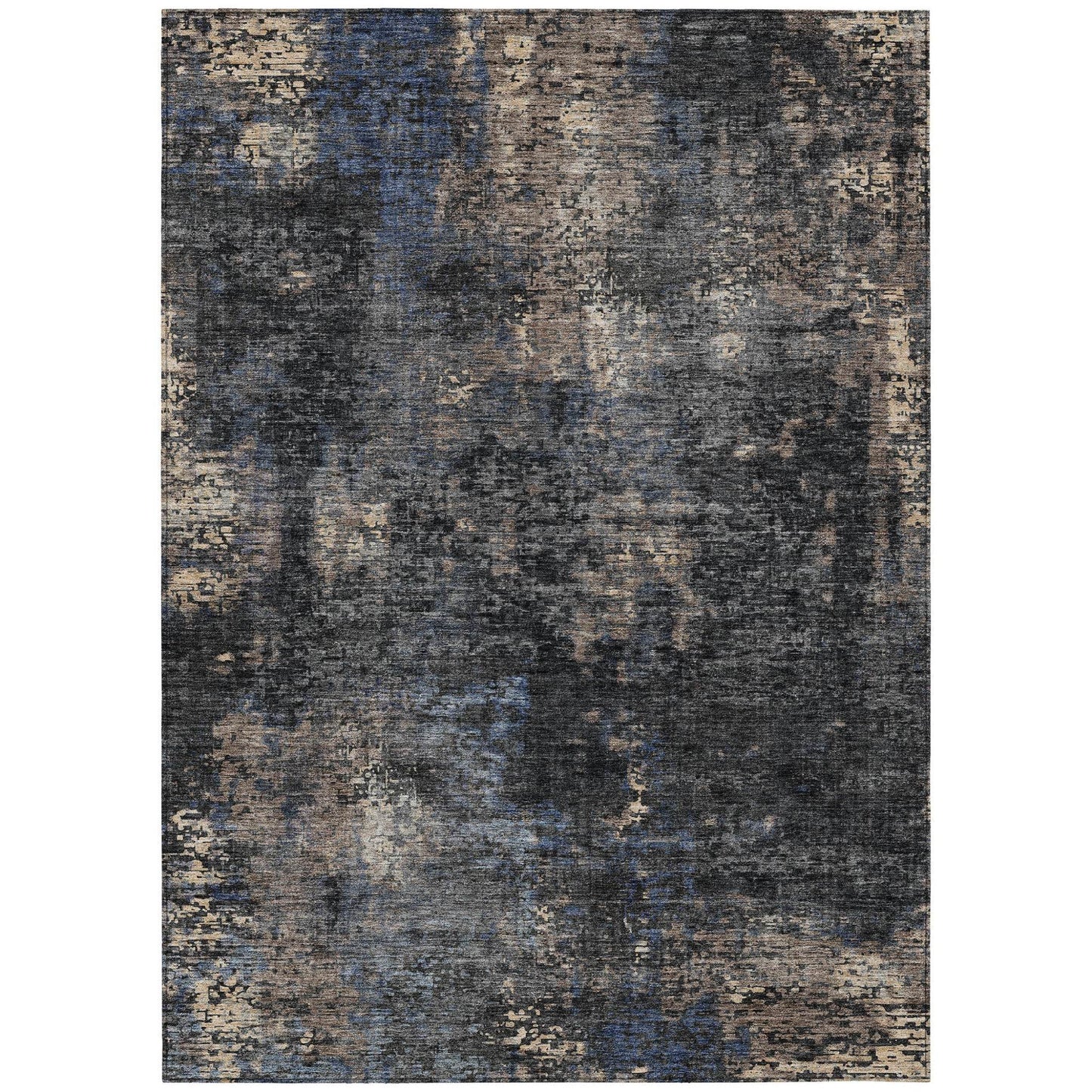 3' X 5' Charcoal Gray And Silver Abstract Washable Indoor Outdoor Area Rug - Loft&Timber