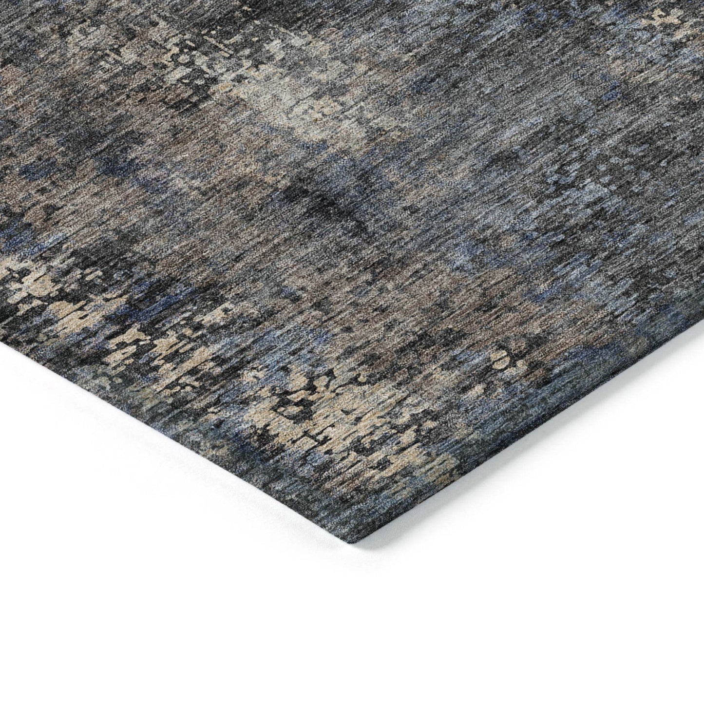 3' X 5' Charcoal Gray And Silver Abstract Washable Indoor Outdoor Area Rug - Loft&Timber