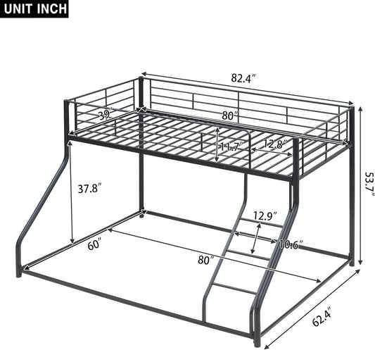 Twin over Queen Bunk Bed frame in Black - Loft&Timber