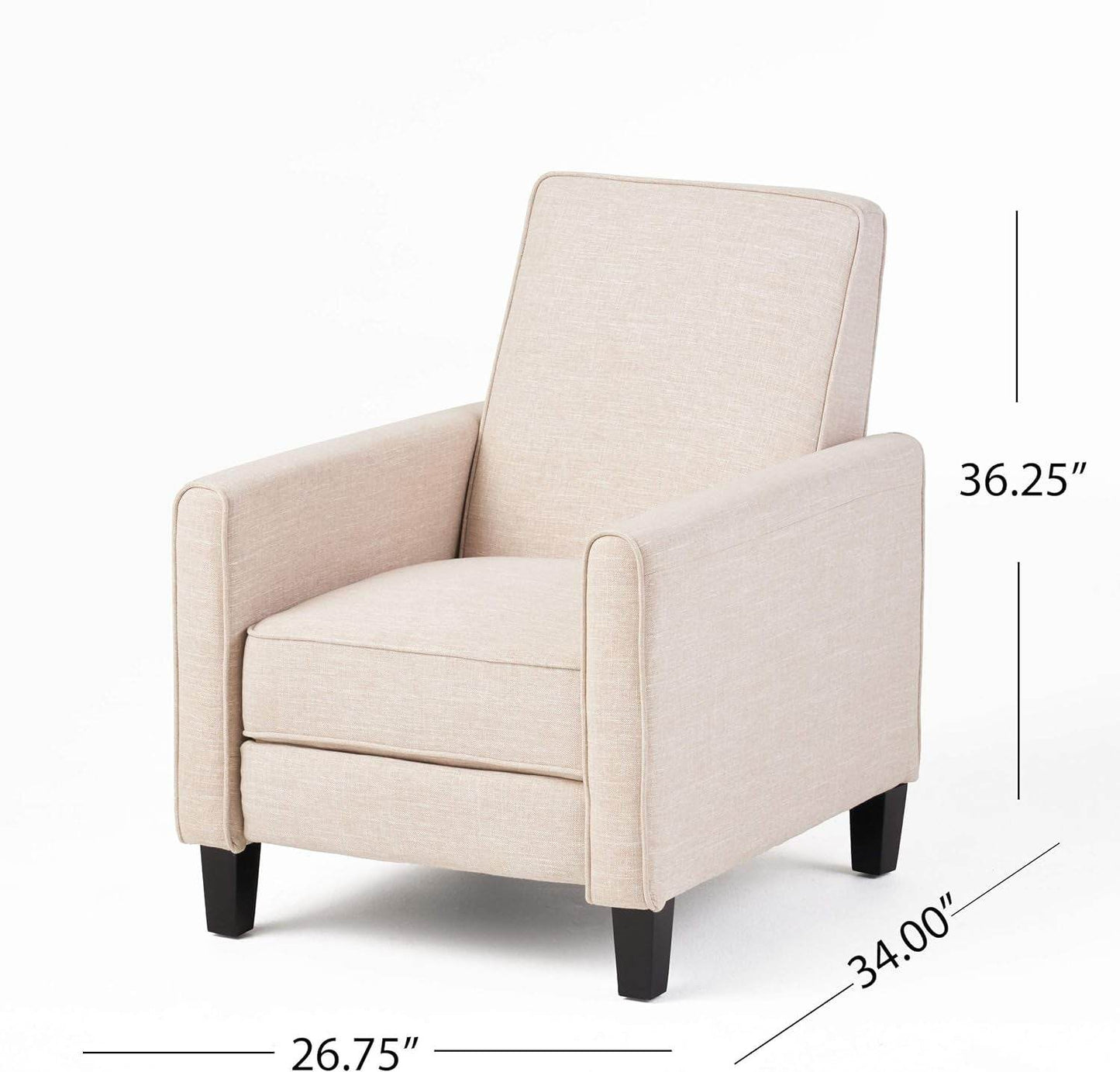 Emmie Fabric Recliner (Set of 2), Beige, Dark Brown - Loft&Timber