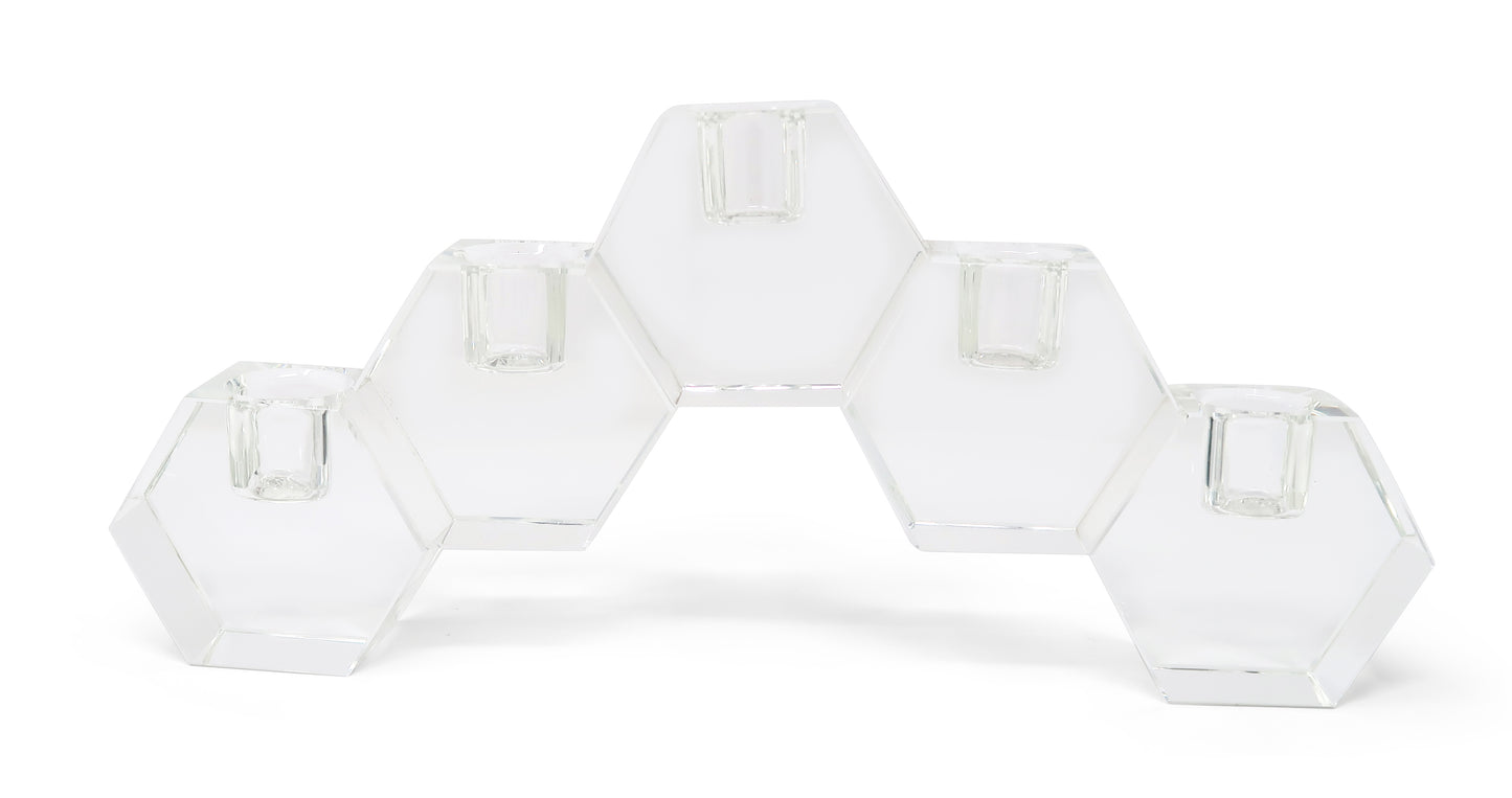 5" Clear Crystal Geometric Tabletop Candelabra Candle Holder - Loft&Timber