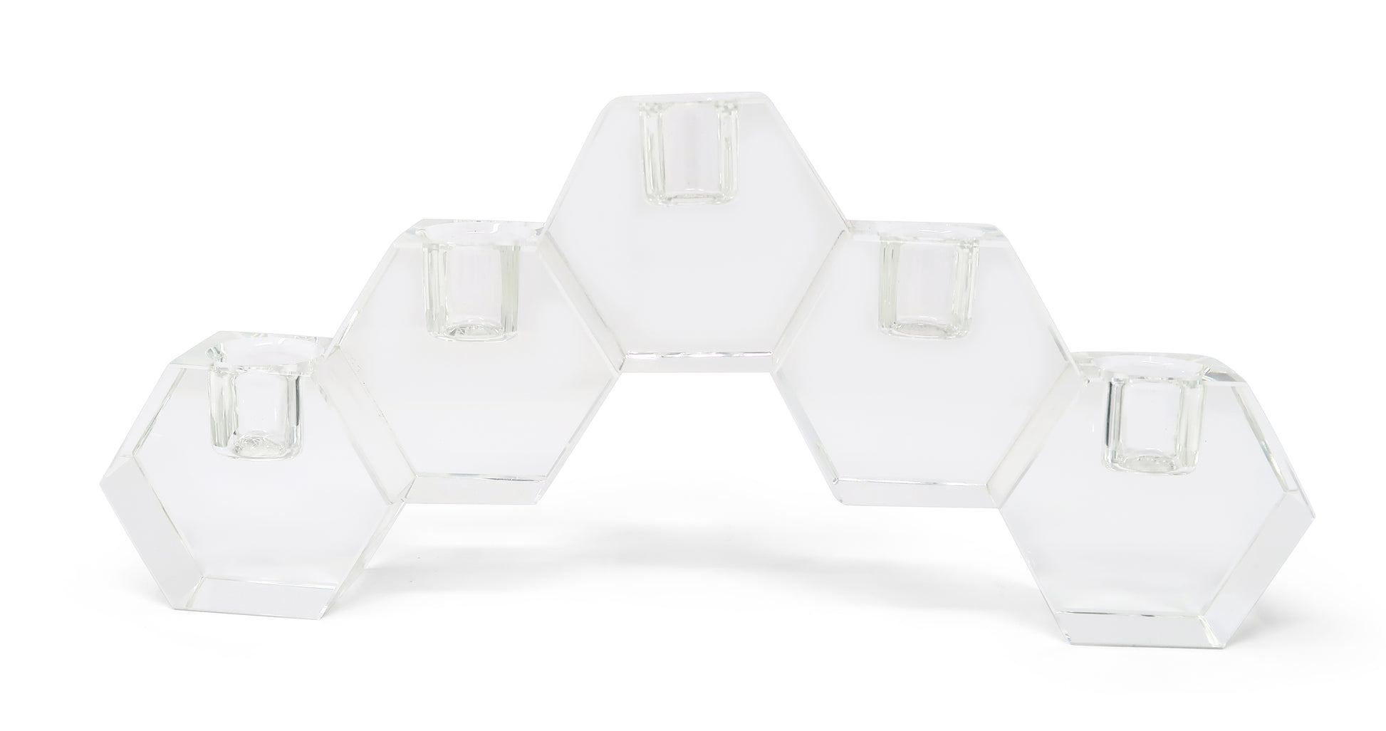 5" Clear Crystal Geometric Tabletop Candelabra Candle Holder - Loft&Timber